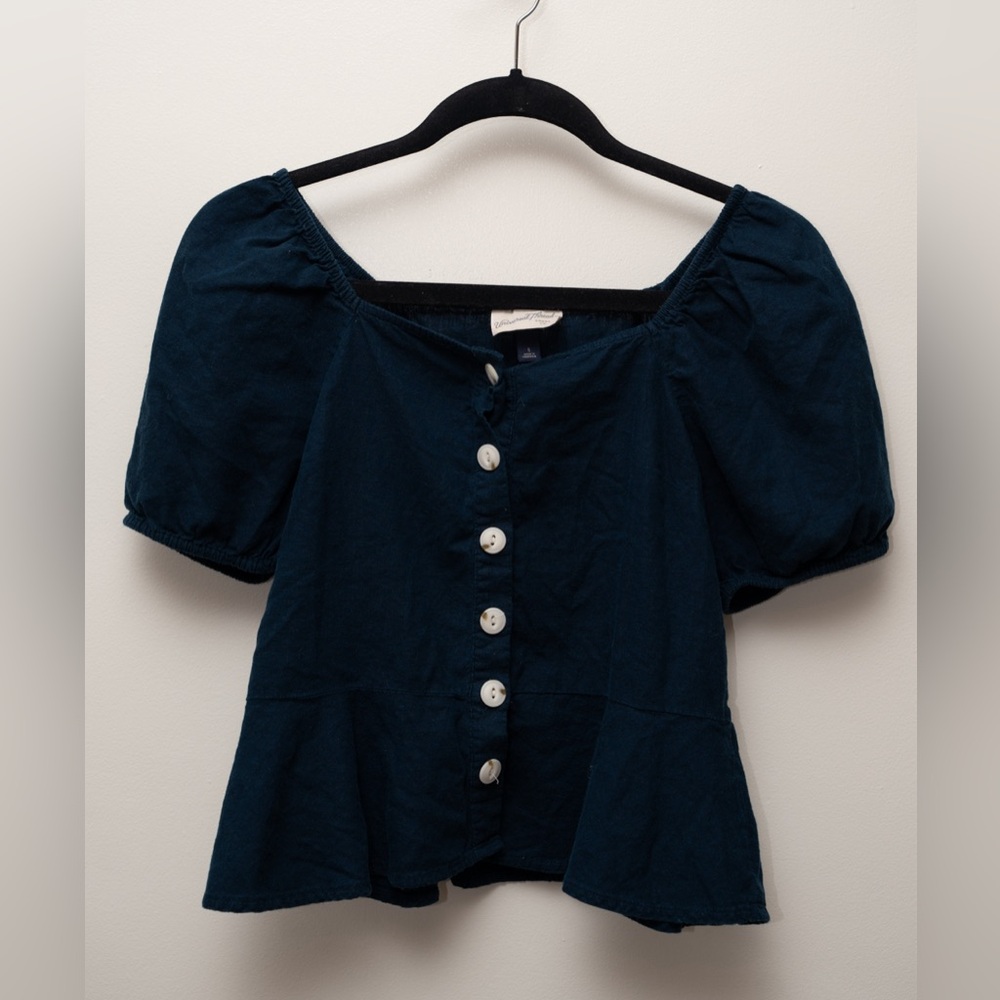 Universal Thread Dark Blue Button-Down Blouse